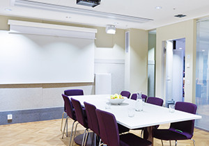 <i>Konferensrum Pollux och Castor med plats för 8 personer vardera eller 20 personer totalt vid öppning av rummets vikvägg. </i>